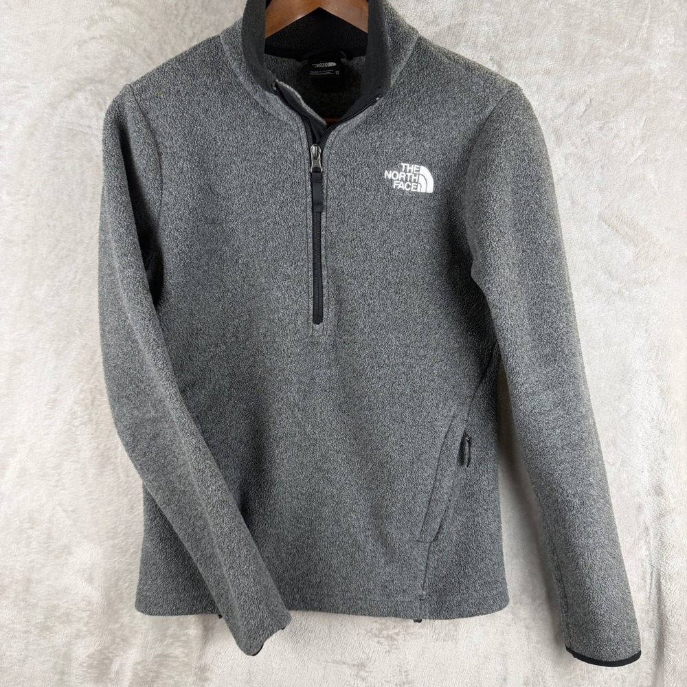 The North Face Womens TKA 100 Quarter‎ Zip Fleece Pullover Gray XS Heathered